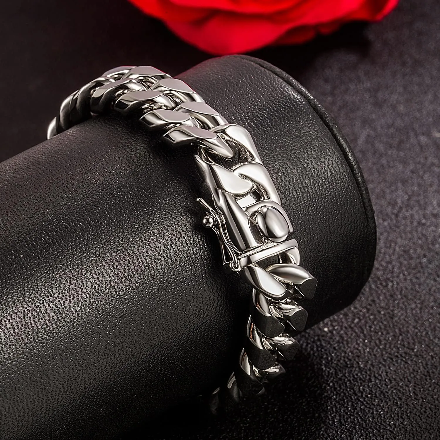 Fashion 925 Sterling Silver Solid Miami Cuban Link Chain Bracelet 8MM-12MM-14MM Curb Cuban Solid Thick Big Link Bracelet For Men 7-10 Inch Jewelry Gift