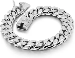 Fashion 925 Sterling Silver Solid Miami Cuban Link Chain Bracelet 8MM-12MM-14MM Curb Cuban Solid Thick Big Link Bracelet For Men 7-10 Inch Jewelry Gift