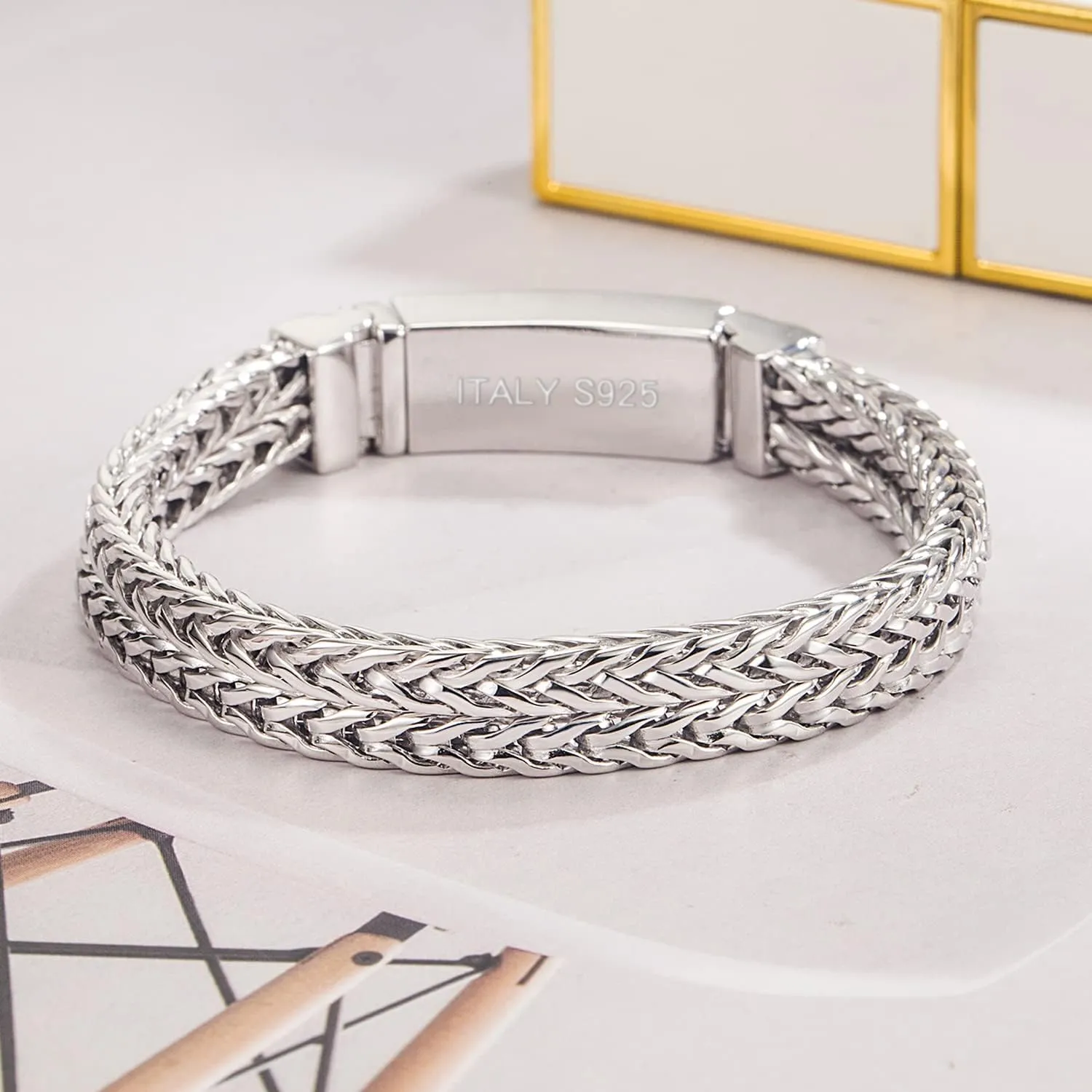 Fashion Men 925 Sterling Silver Byzantine Franco Chain Bracelet 10MM 7 "7.5" 8 "8.5" 9 "9.5 "10" Chopin Chain Link Bangle Solid Silver Man Cuff Fine Jewelry Gift