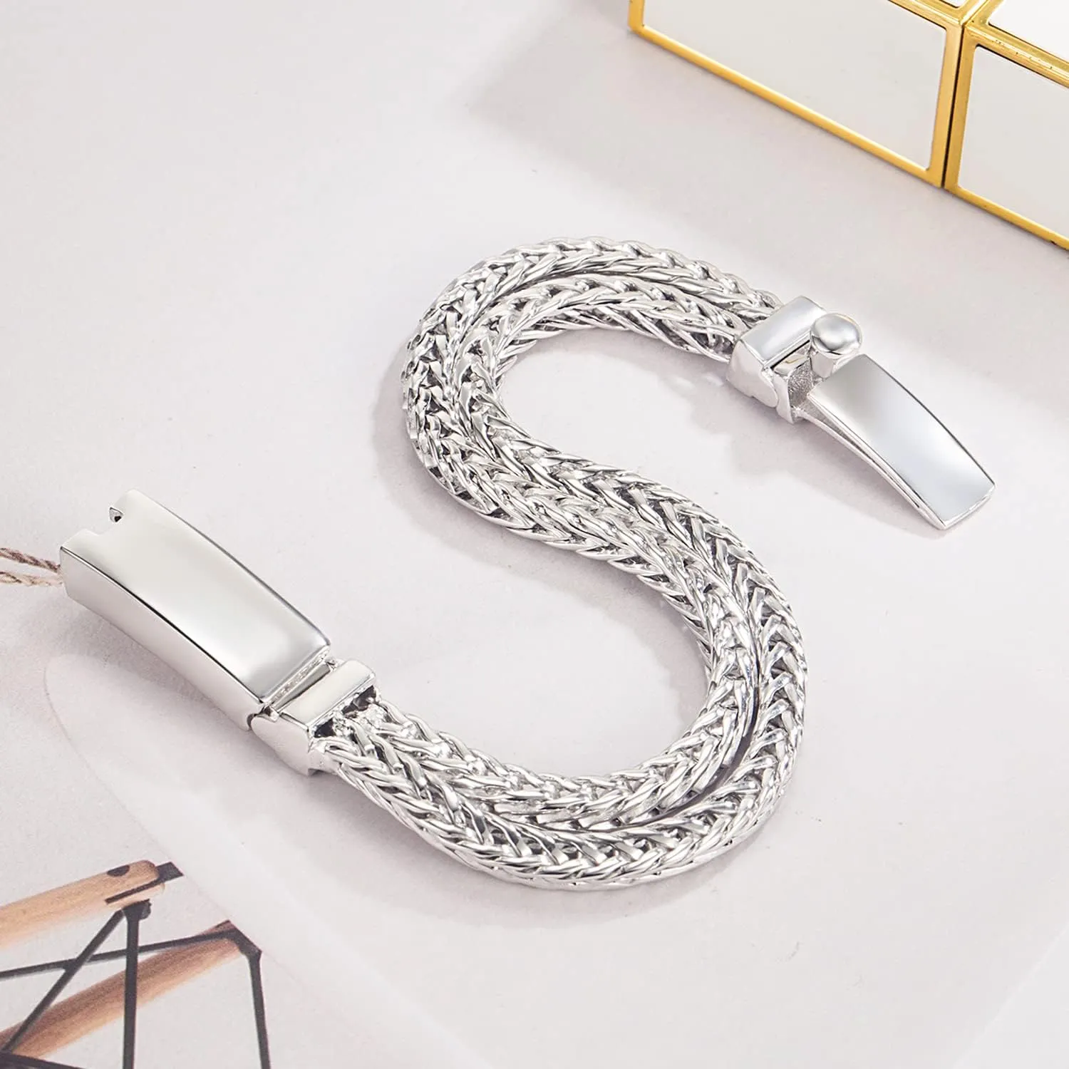 Fashion Men 925 Sterling Silver Byzantine Franco Chain Bracelet 10MM 7 "7.5" 8 "8.5" 9 "9.5 "10" Chopin Chain Link Bangle Solid Silver Man Cuff Fine Jewelry Gift