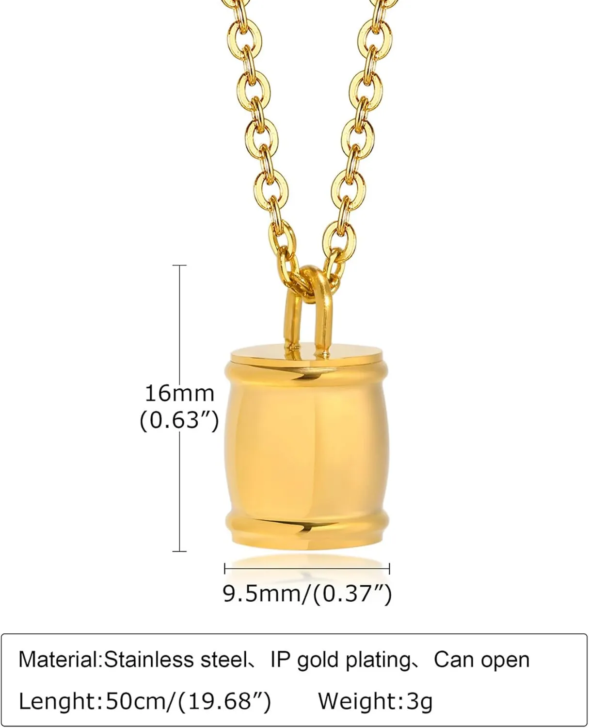 Fashion Urn Vial Necklace Stainless Steel Memorial Keepsake Cremation Ashes Necklace