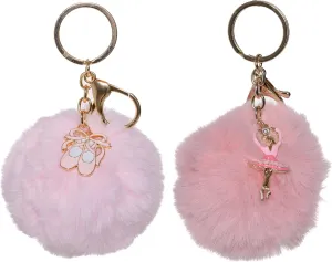 Faux Fur Ball Pom Pom Key Chain Ring for Women Bag Pendant