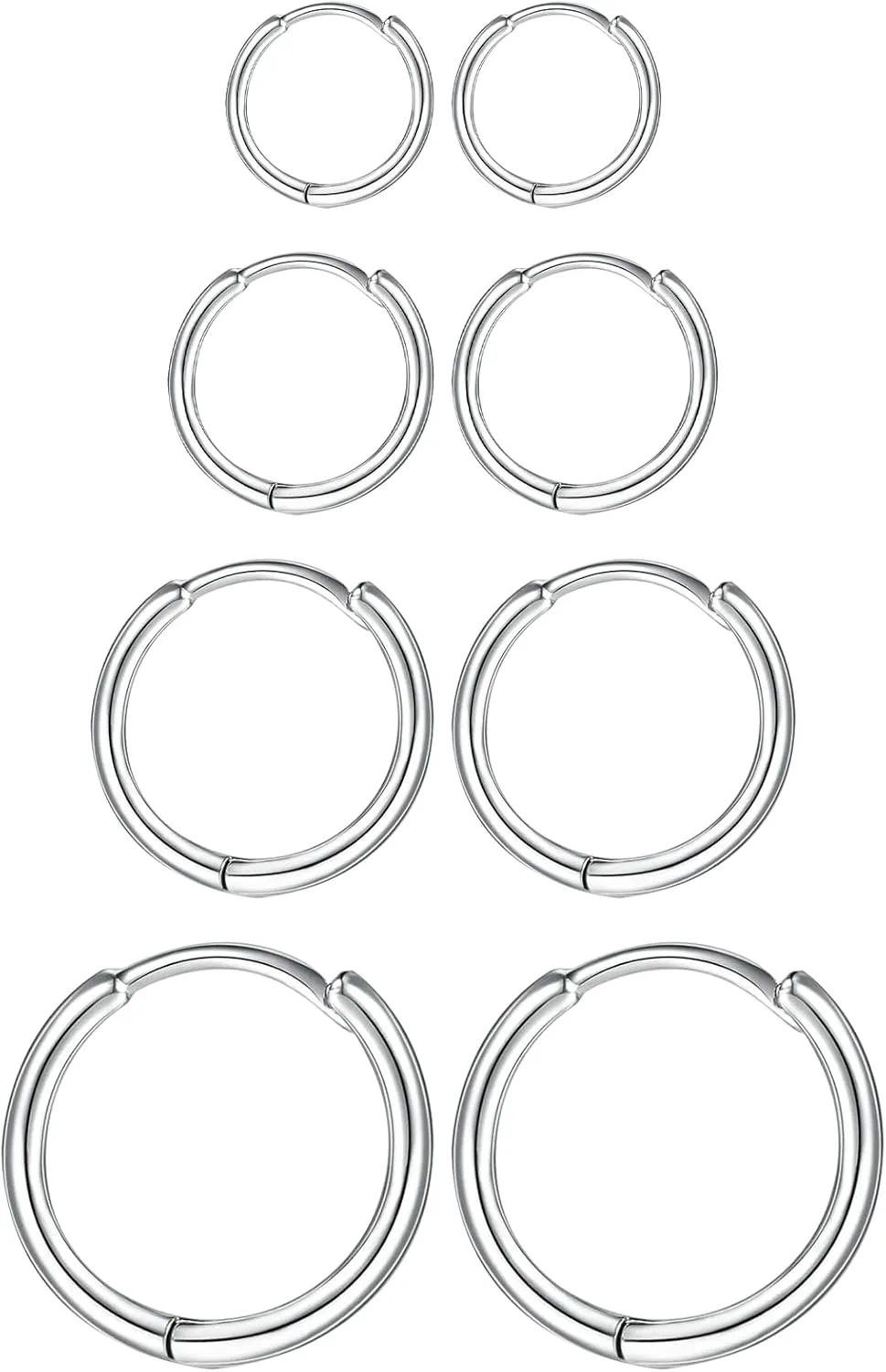 Fcebsty 4 Pairs Small Silver/Gold Hoops Earrings Set for Women Lightweight Earrings for Multiple Piercings Cartilage Helix Huggie Hoop Pack for Women Men