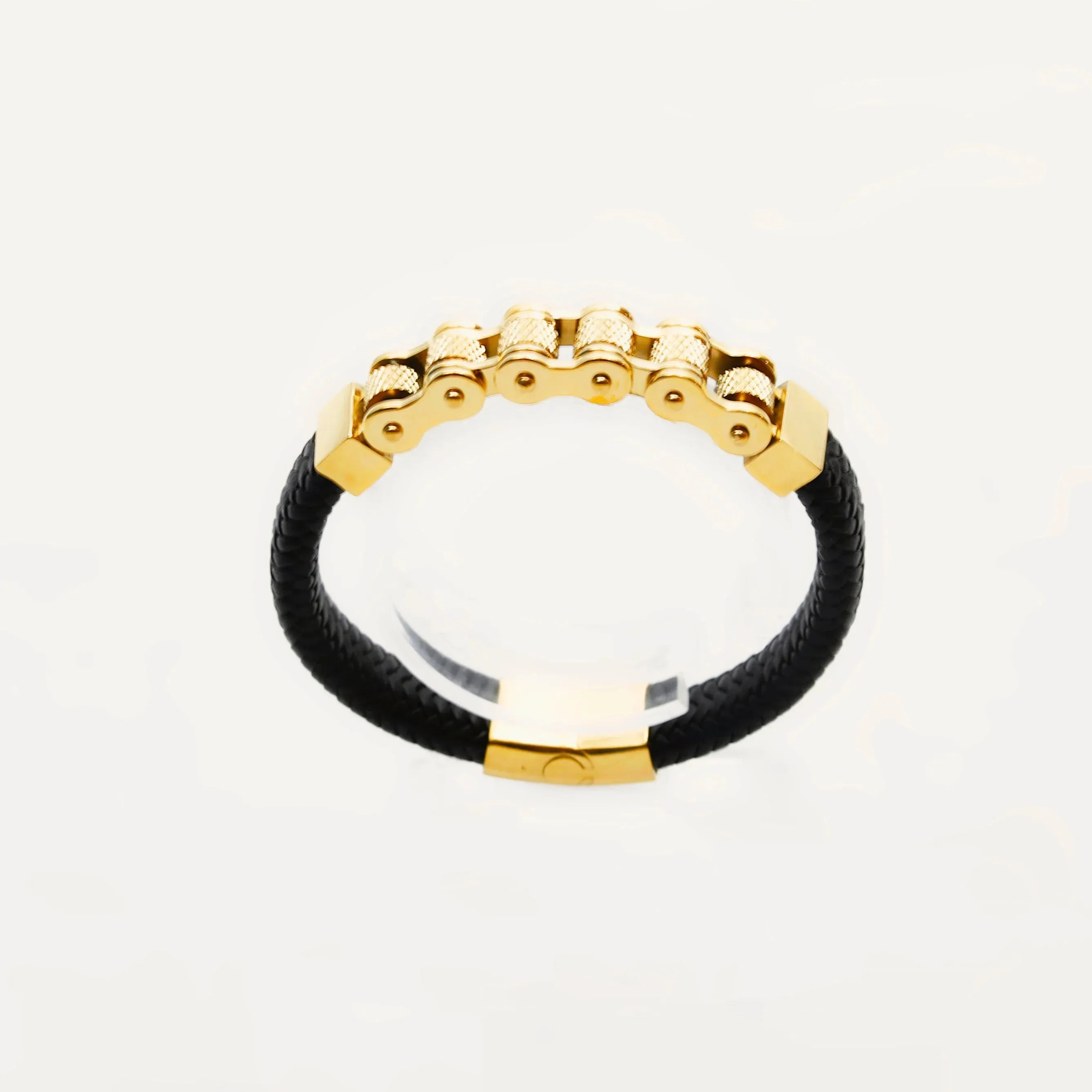 Felix Stainless Steel & Cowhide Motorcycle Chain Bracelet