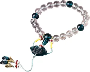 Feng Shui Bracelet Clear Quartz Buddha Beads Bracelet Collectible Sixteen Dhatu/Elements Holding Prayer Bracelet Qing Dynasty Charka Gems Yoga Meditation Tranquility,Teal