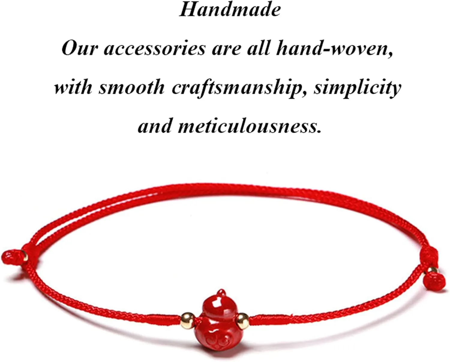 Feng Shui Wealth Wu Lou Bracelet Natural Cinnabar Gourd Red String Braided Bracelet Adjustable Lucky Jewelry Amulet Talisman for Prosperity Money Luck,C