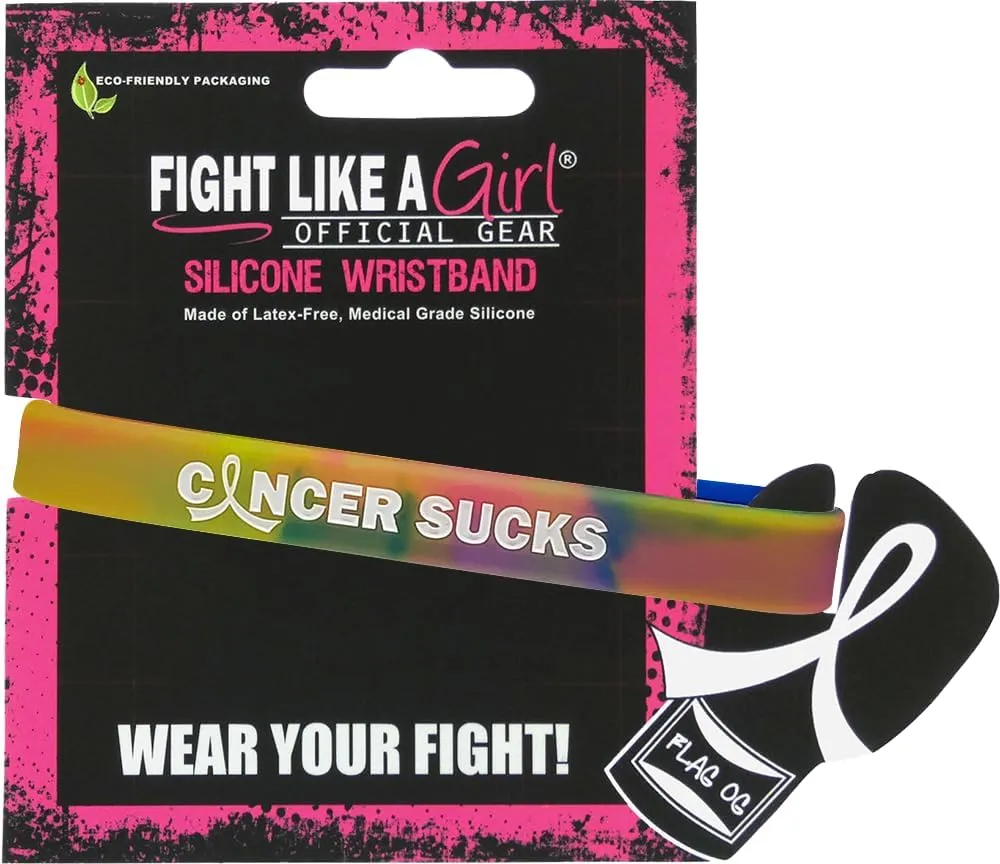Fight Like a Girl Cancer Sucks Silicone Wristbands (10 Pack)