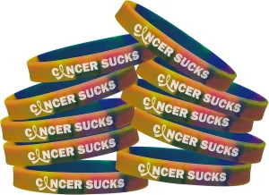 Fight Like a Girl Cancer Sucks Silicone Wristbands (10 Pack)