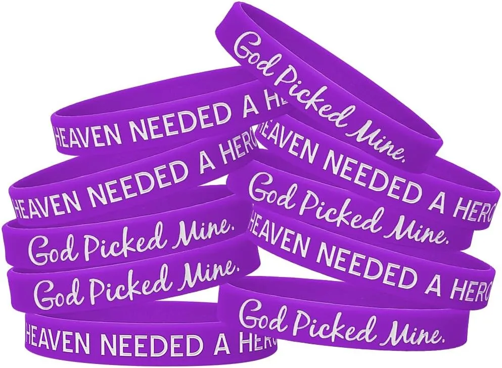 Fight Like a Girl Heaven Needed a Hero God Picked Mine Silicone Wristband Bracelet for Pancreatic Cancer, Lupus, Alzheimer's Disease Awareness (10 Pack) - Purple