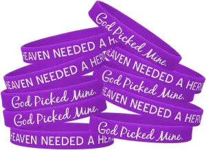 Fight Like a Girl Heaven Needed a Hero God Picked Mine Silicone Wristband Bracelet for Pancreatic Cancer, Lupus, Alzheimer's Disease Awareness (10 Pack) - Purple