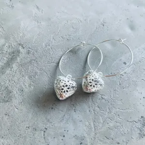 Filigree Heart Hoop Earrings