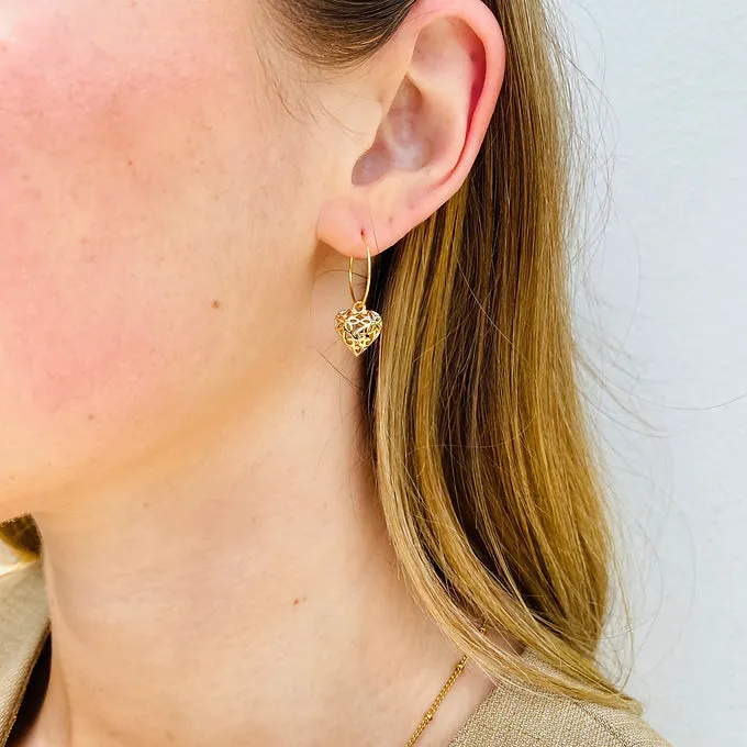 Filigree Heart Hoop Earrings