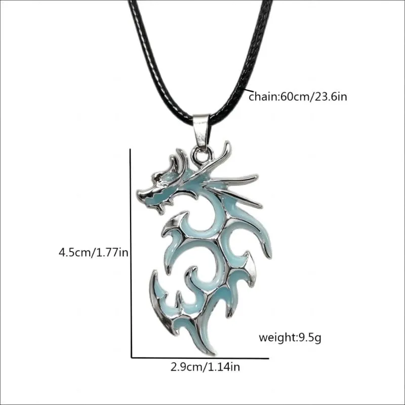 Flame Dragon Animal Necklace Pendant for Men Luminous Dragon Necklace Glow in the Dark Guardian Gifts