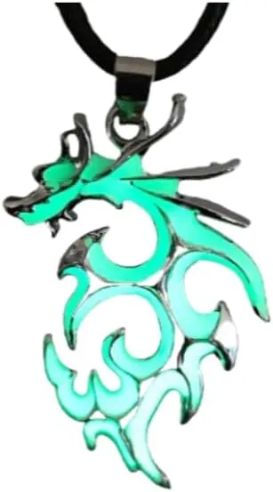 Flame Dragon Animal Necklace Pendant for Men Luminous Dragon Necklace Glow in the Dark Guardian Gifts