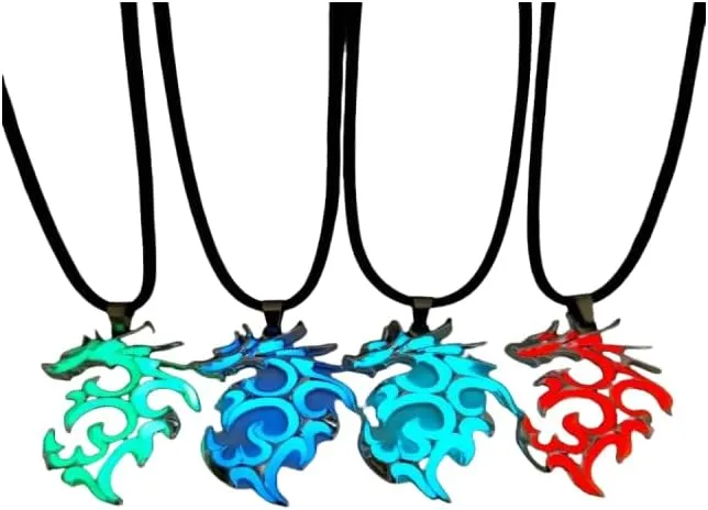 Flame Dragon Animal Necklace Pendant for Men Luminous Dragon Necklace Glow in the Dark Guardian Gifts