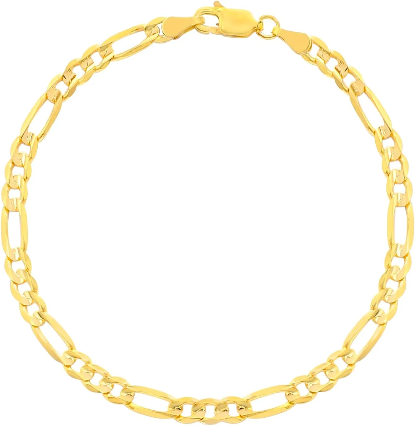 Floreo 10k Yellow Gold 4mm Solid Clasic Figaro Bracelet or Anklet