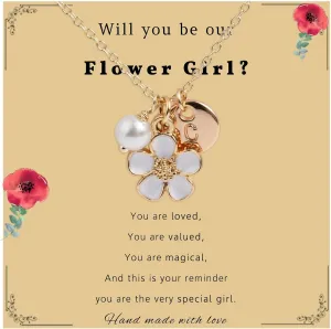 Flower Girl Necklace 14K Gold Plated Circular Initial Necklace Personalized Letter Necklace Bridesmaid Proposal Gift Wedding Gift Jewelry