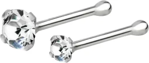Forbidden Body Jewelry Nose Rings 22G Sterling Silver CZ Simulated Diamond Nose Studs, 1.5 mm & 2.5mm