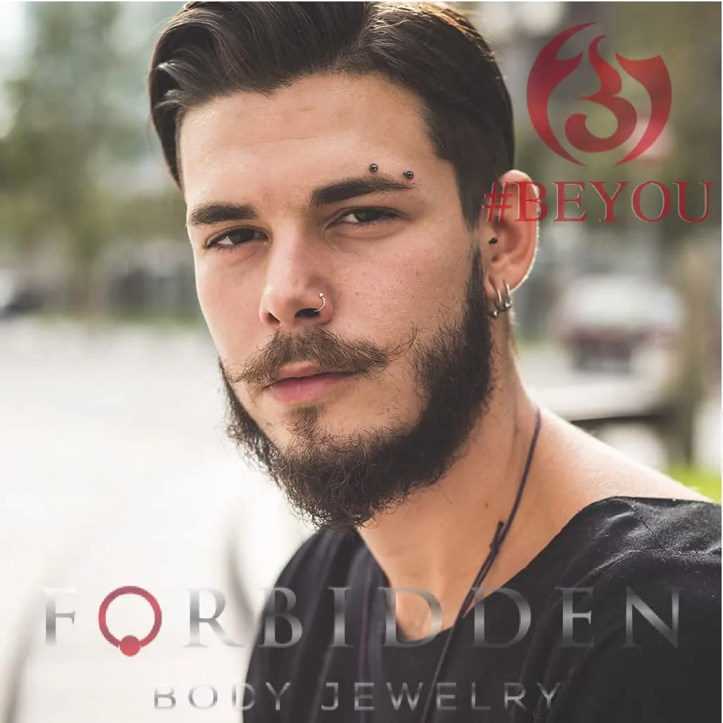 Forbidden Body Jewelry Snake Eyes Piercing Jewelry Tongue, Conch, Belly Button or Eyebrow Rings for Women & Men, 16g Curved Barbell 3mm Solid Ball Ends Surgical Steel Piercing Silver, Choose Your Size