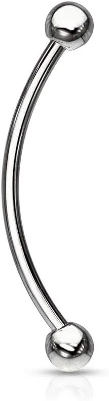 Forbidden Body Jewelry Snake Eyes Piercing Jewelry Tongue, Conch, Belly Button or Eyebrow Rings for Women & Men, 16g Curved Barbell 3mm Solid Ball Ends Surgical Steel Piercing Silver, Choose Your Size