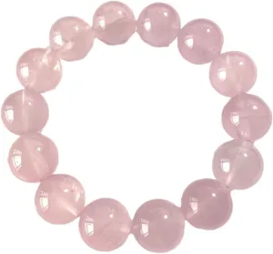 FOTN Natural Rose Quartz Crystal Bracelet, 16mm Round Beads, Pink Healing Stone Jewelry