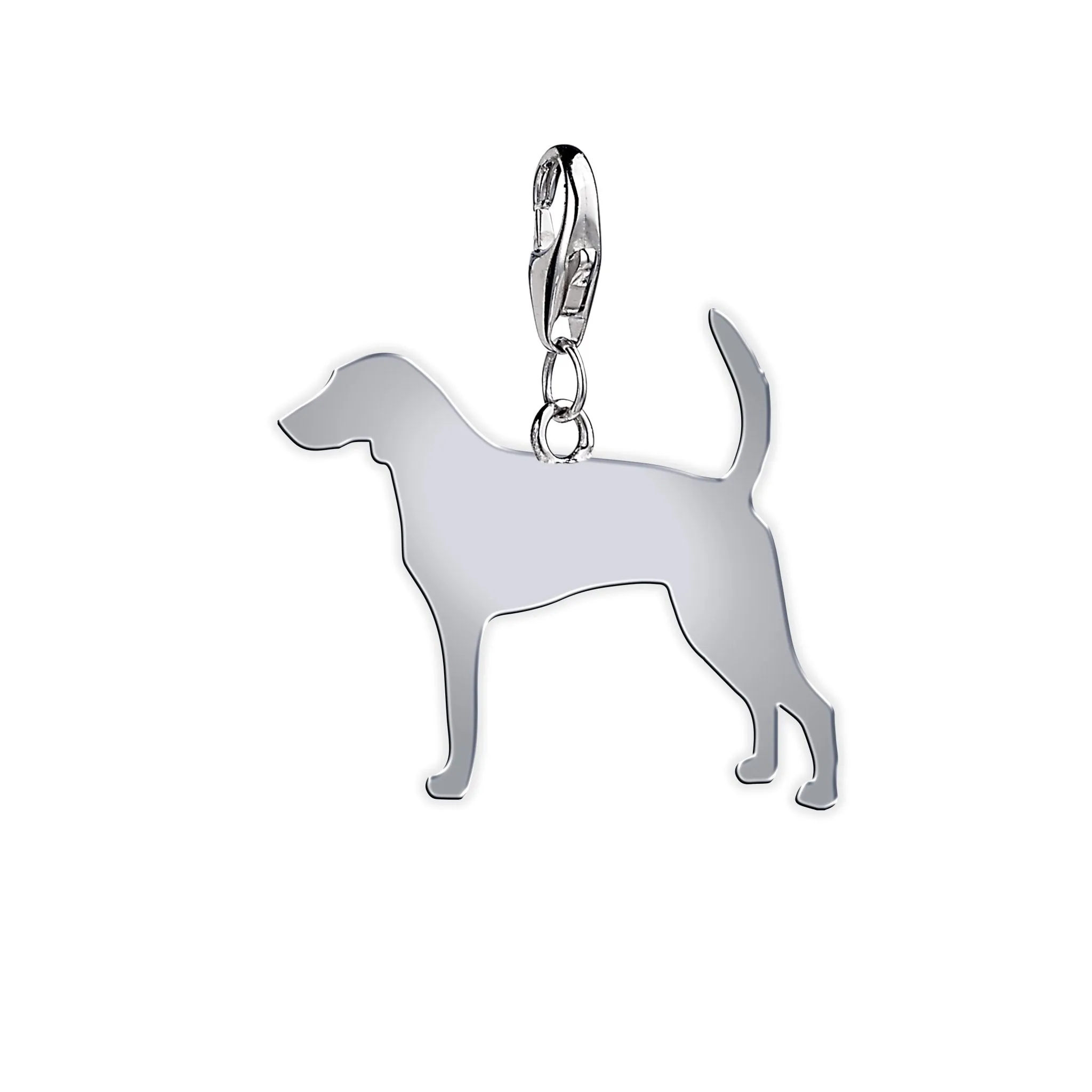Foxhound Silhouette Silver Charm