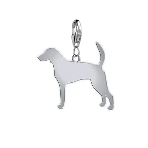Foxhound Silhouette Silver Charm