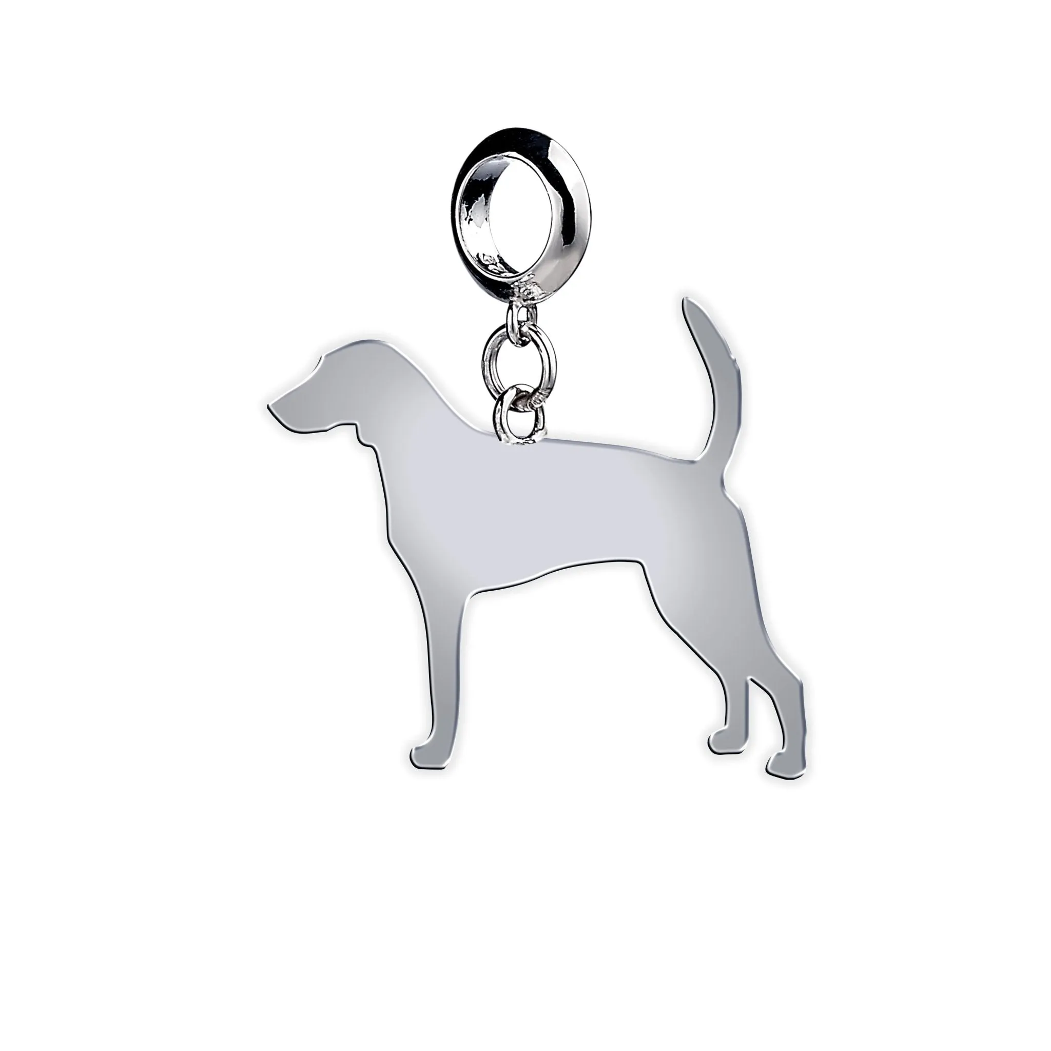 Foxhound Silhouette Silver Charm