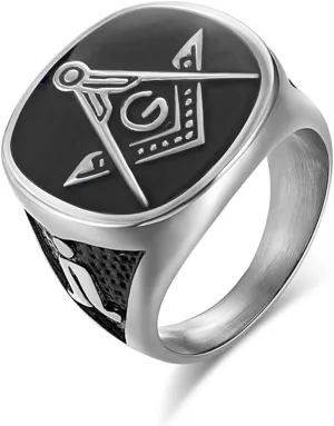 Freemason Gifts Masonic Biker Rings Masonic Master Mason Ring Freemason Signet Style Jewelry Mason Signet Band Jewelry