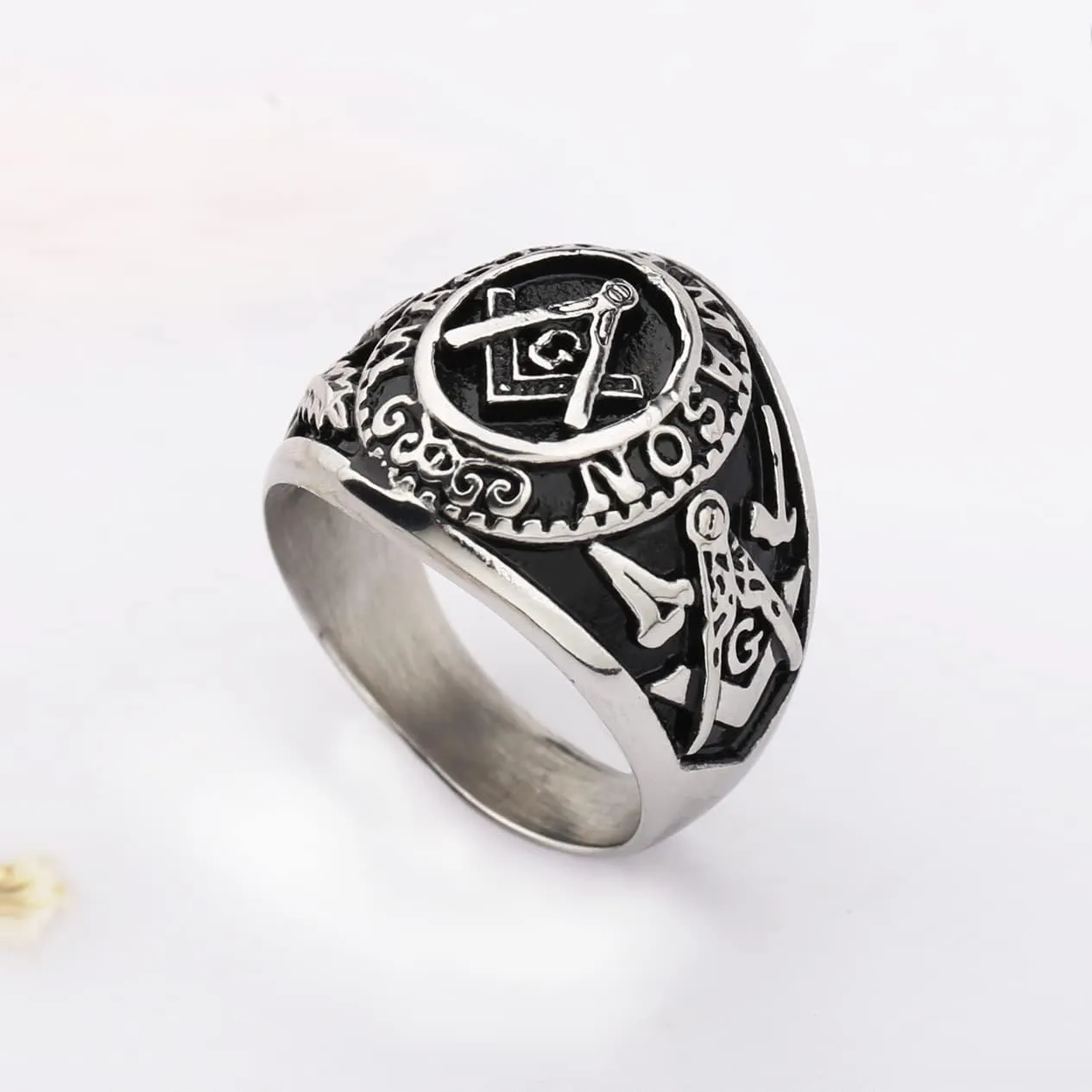 Freemason Gifts Masonic Biker Rings Masonic Master Mason Ring Freemason Signet Style Jewelry Mason Signet Band Jewelry