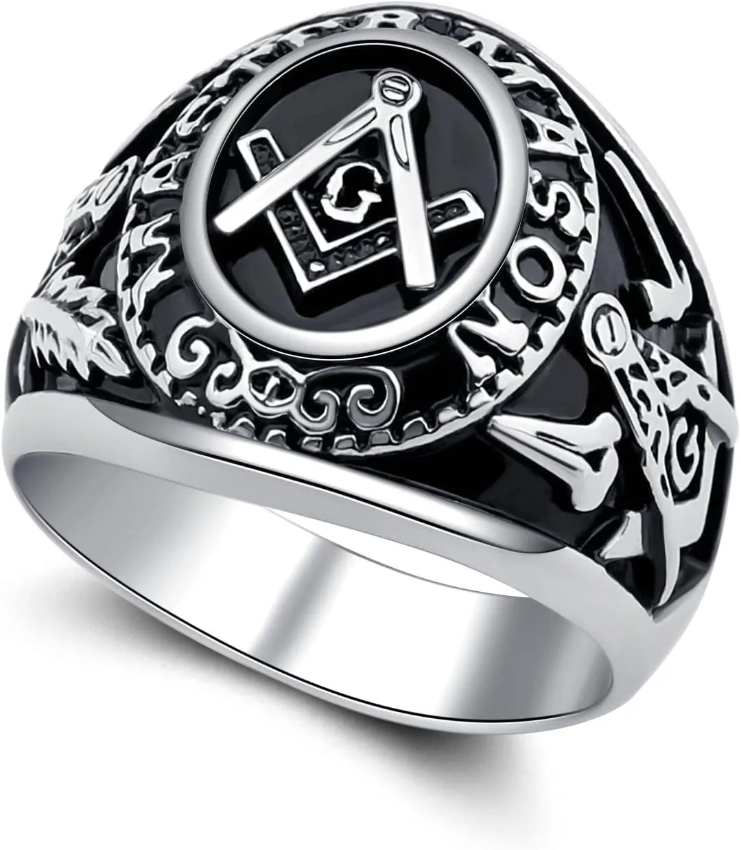 Freemason Gifts Masonic Biker Rings Masonic Master Mason Ring Freemason Signet Style Jewelry Mason Signet Band Jewelry