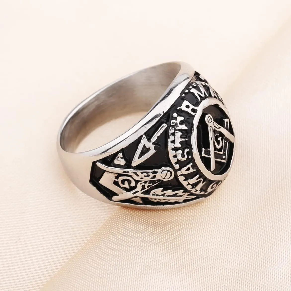 Freemason Gifts Masonic Biker Rings Masonic Master Mason Ring Freemason Signet Style Jewelry Mason Signet Band Jewelry