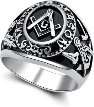 Freemason Gifts Masonic Biker Rings Masonic Master Mason Ring Freemason Signet Style Jewelry Mason Signet Band Jewelry