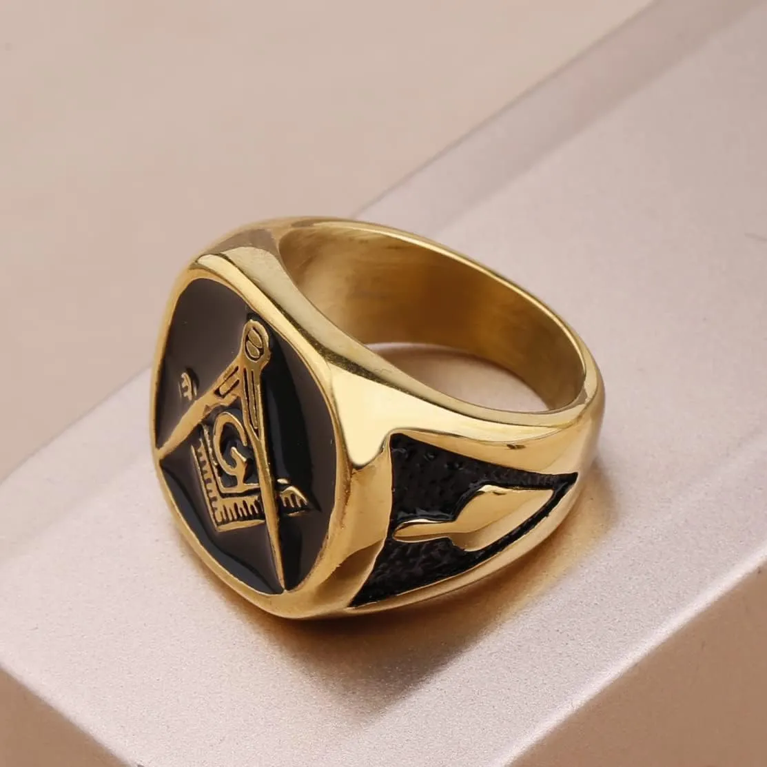 Freemason Gifts Masonic Biker Rings Masonic Master Mason Ring Freemason Signet Style Jewelry Mason Signet Band Jewelry