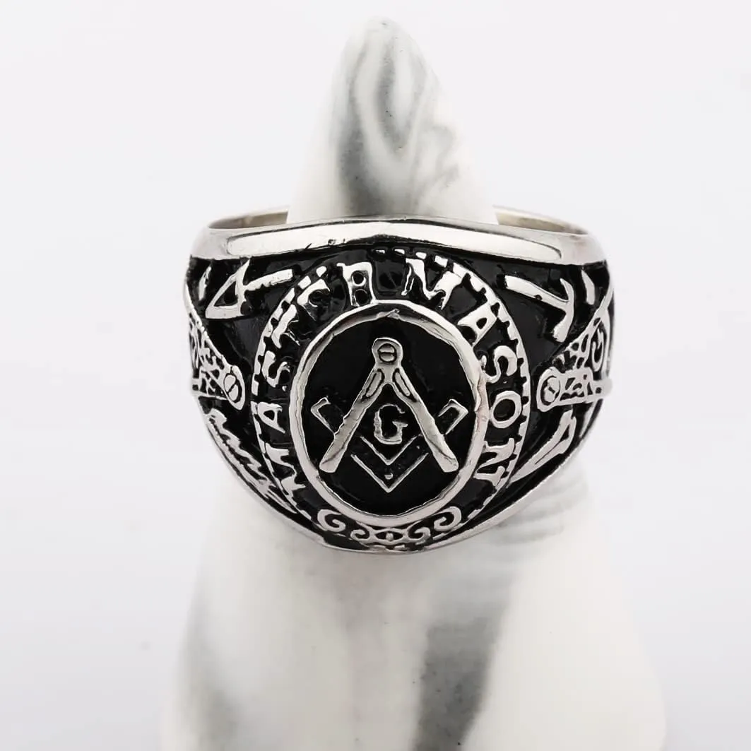 Freemason Gifts Masonic Biker Rings Masonic Master Mason Ring Freemason Signet Style Jewelry Mason Signet Band Jewelry