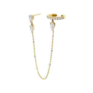 French Pave Ear Cuff with Triple Water Drop Diamond Twinkle Earring | Ready to Ship
