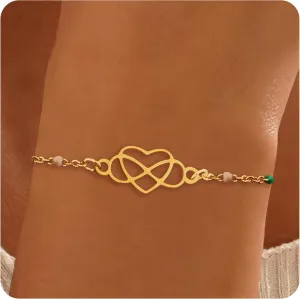 Friendship Bracelets for Women 14K Gold Plated Stainless Steel Heart Link Chain Bracelet for Best Friend Heart Charm Jewelry for Soul Sister Best Friend Friendship Gifts