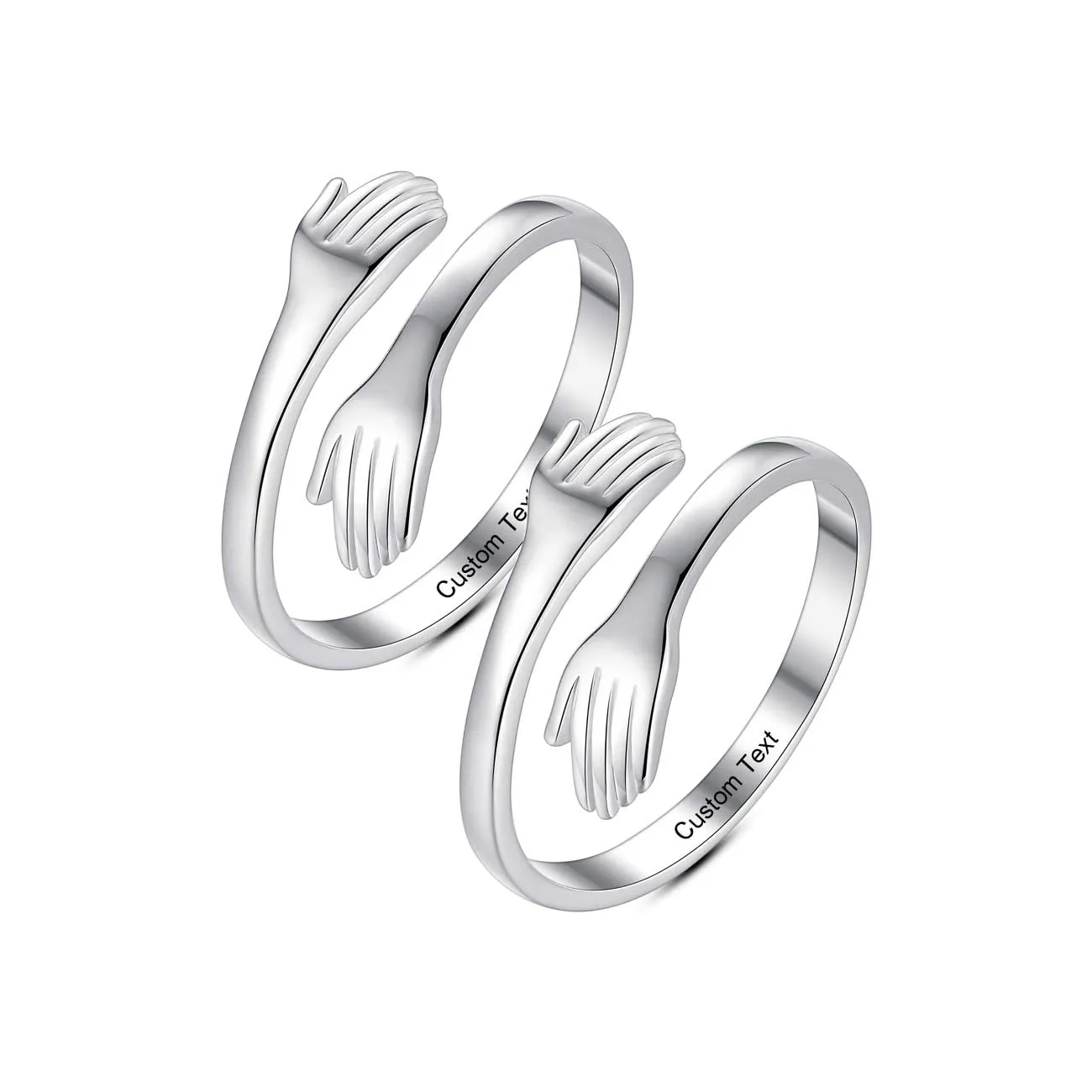 Friendship Rings Best Friend for 2Matching Friends Sister Promise Ring Couples Mens Women Men Her Couple Set and Adjustable Women Hug Love Engraved Custom Personalized Name Sterling Silver