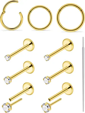 Ftovosyo 18G Nose Rings for Women Surgical Steel Nose Piercings Nose Rings Hoops Hypoallergenic Threadless Nose Studs Flat Back