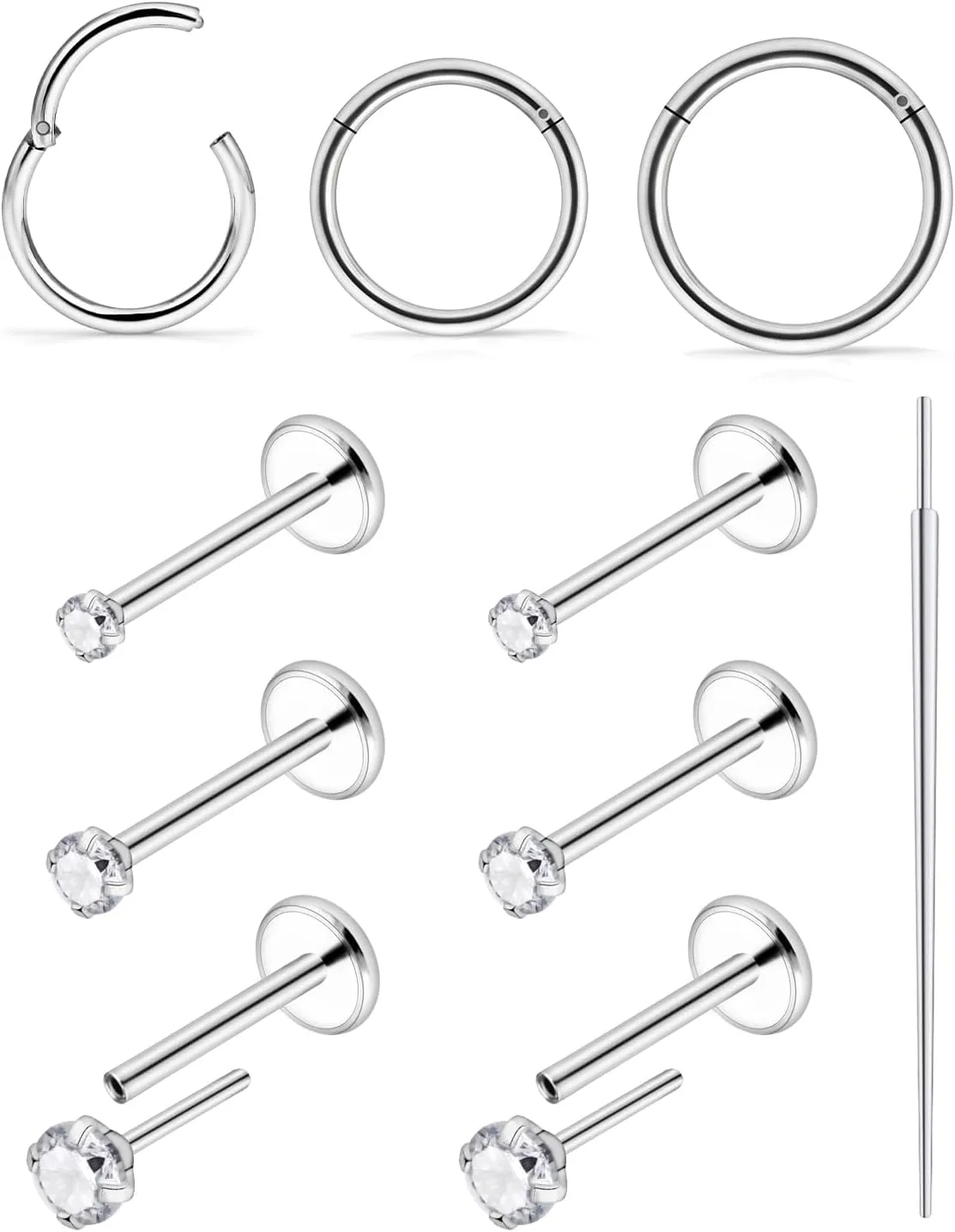 Ftovosyo 18G Nose Rings for Women Surgical Steel Nose Piercings Nose Rings Hoops Hypoallergenic Threadless Nose Studs Flat Back
