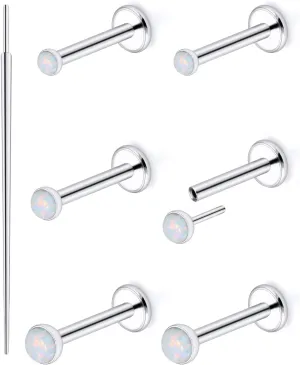 Ftovosyo 20G 18G Threadless Push in Nose Rings Studs Surgical Steel Pushin Nose Stud 2mm 2.5mm 3mm Round Opal Nose Piercing Jewelry for Women Men