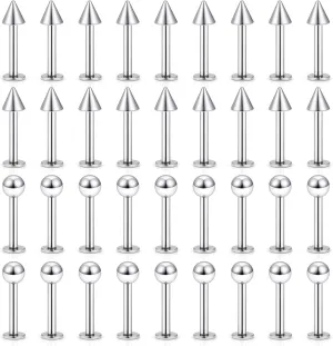 Ftovosyo 36Pcs 20G Spike Nose Stud Surgical Steel Labret Jewelry Snake Bites Lip Jewelry Medusa Piercing Jewelry Monroe Lip Rings Studs for Women Men Helix Earring