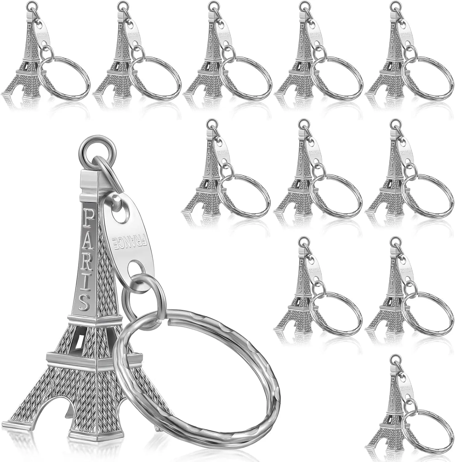 Fumete 80 Pieces Eiffel Tower Keyring Retro French Souvenirs Keychain for Table Decor Gifts