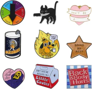 Funny Enamel Pins Set - Cute & Unique Pins for Backpacks, Jackets, Hats, Clothes - Cool Lapel Pins Funny Pack - Gifts for Friends, Teens, Women, Men, Collectible Accessories