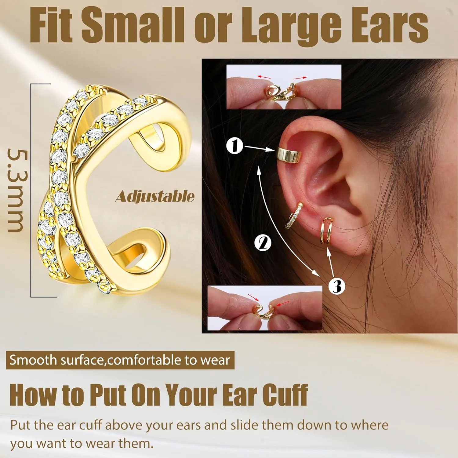 FUNRUN JEWELRY 12Pcs Ear Cuff For Women Non Piercing 14K Gold Plated Ear Cuff Gold Cuff Earrings For Women Pierced Earring Cuffs Non Pierced Lightweight