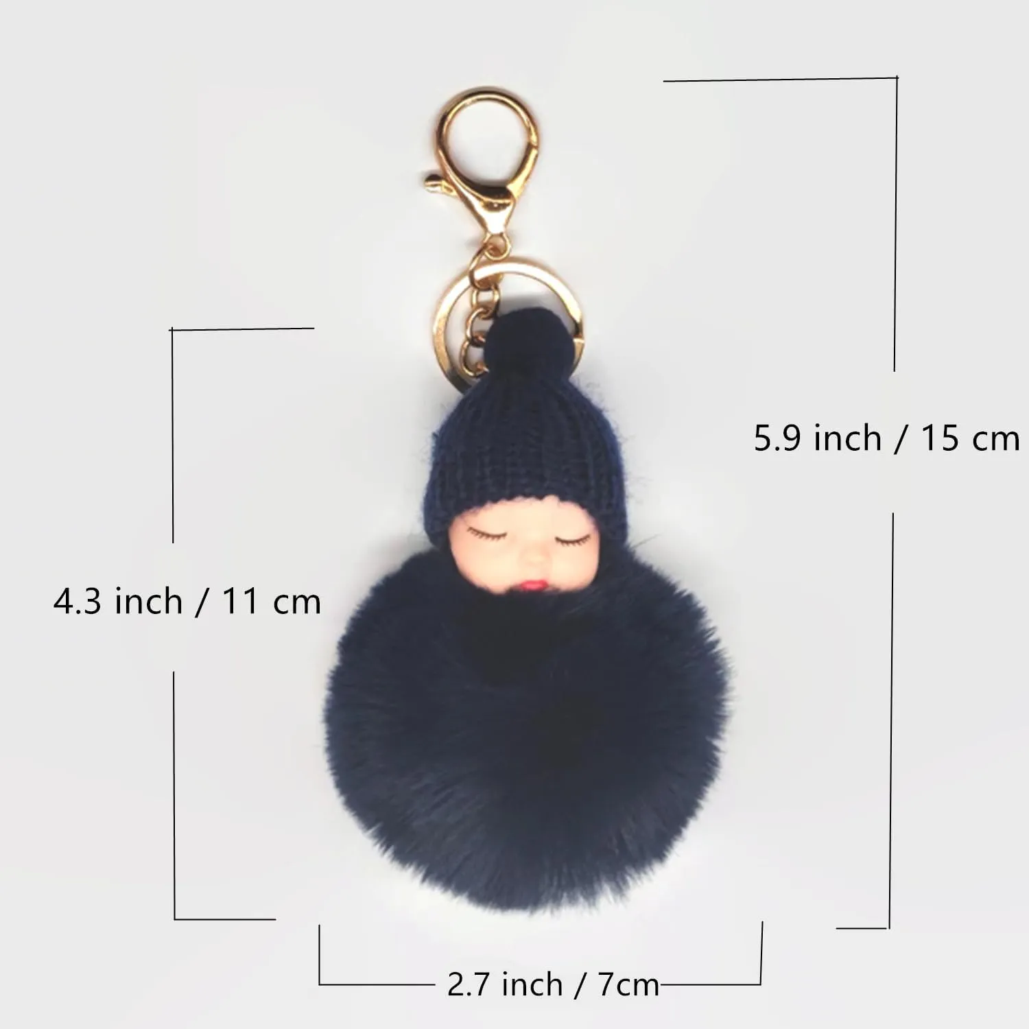 Fur Ball Pom Pom Keychain for Women Handbag Car Key Chain Decoration Fluffy Cute Baby Girl Doll PomPoms Christmas Gift