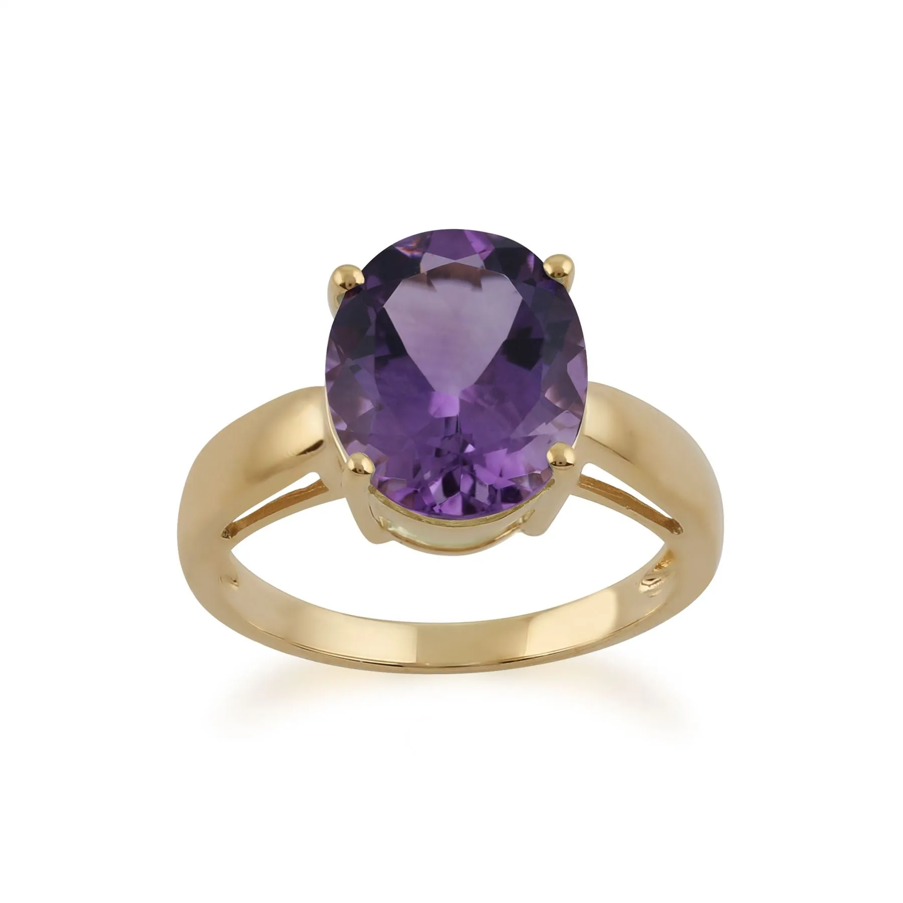 gelb 9 Karat Gold 3.67ct natürlich Amethyst klassisch Einzel Stein stil ring