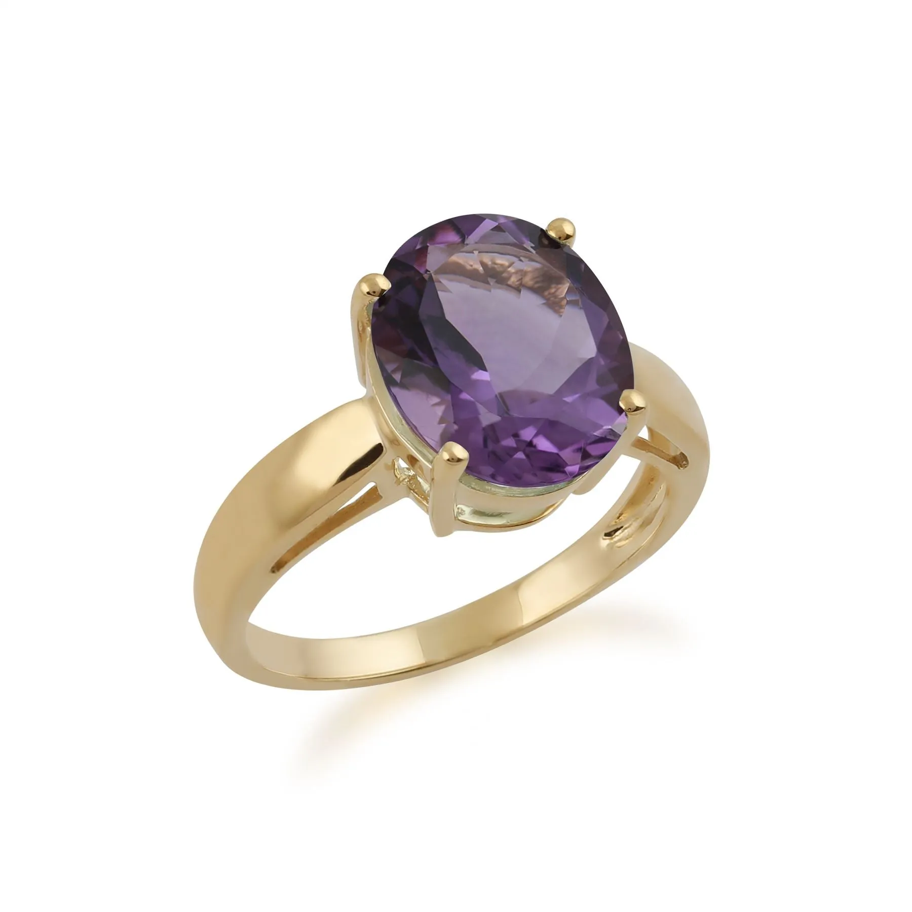 gelb 9 Karat Gold 3.67ct natürlich Amethyst klassisch Einzel Stein stil ring