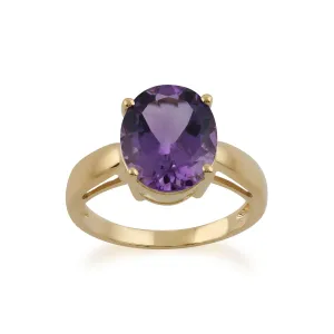 gelb 9 Karat Gold 3.67ct natürlich Amethyst klassisch Einzel Stein stil ring