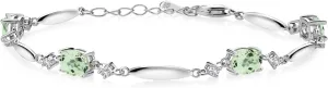 Gem Stone King 925 Sterling Silver Gemstone Birthstone and White Created Sapphire Tennis Bracelet For Women | Oval 7X5MM and 2MM | 6 Inch   1 Inch Extender | Fine Jewelry for Her Mom Wife